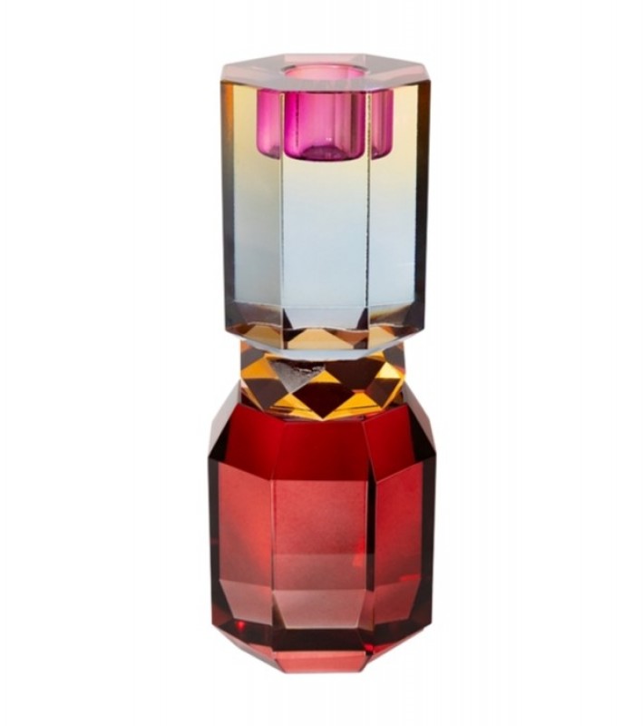 CRYSTAL CANDLE HOLDER BORDEUAX AMBER BLUE OMBRE